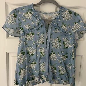 Doen Light Blue Floral Blouse